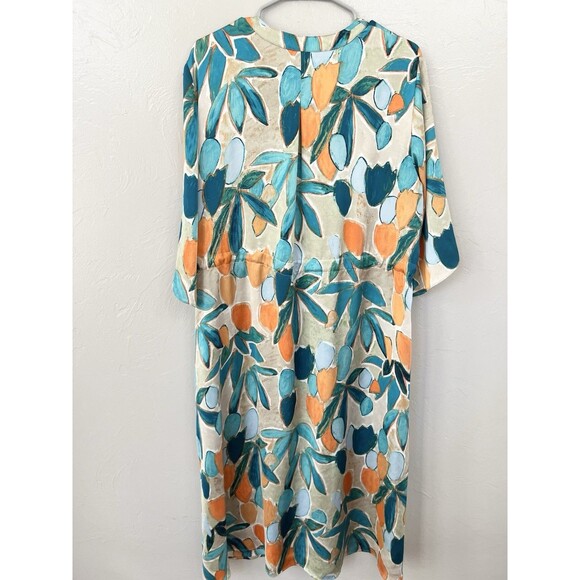 NIC+ZOE Floral Crepe Maxi Dress Size XL Women’s Caftan Pockets Travel $218 Boxy - Picture 11 of 11